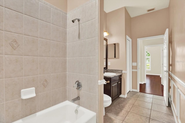 13321 Lewis Raulerson Rd, Dover, FL 33527 - full bathroom with vanity,  shower combination, and tile patterned floors