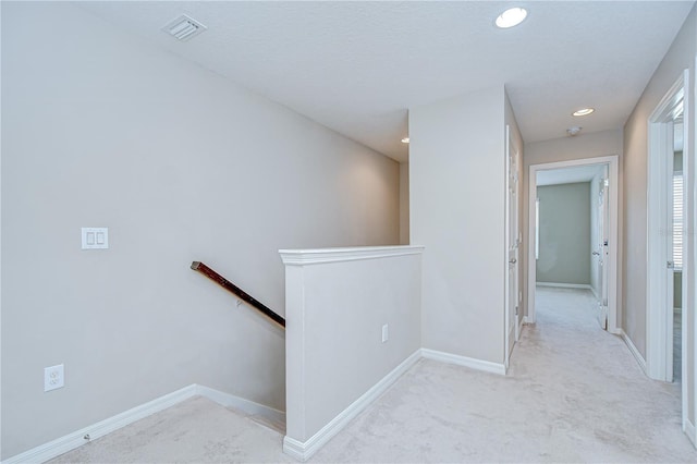 7077 Woodchase Glen Dr, Riverview, FL 33578 - hall with an upstairs landing, recessed lighting, and carpet flooring