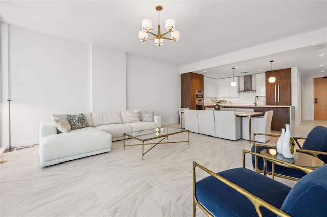 777 3rd Ave N Unit 1406, Saint Petersburg, FL 33701 - living area featuring a chandelier and recessed lighting