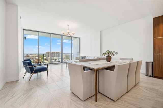 777 3rd Ave N Unit 1406, Saint Petersburg, FL 33701 - dining area with a wall of windows and a chandelier