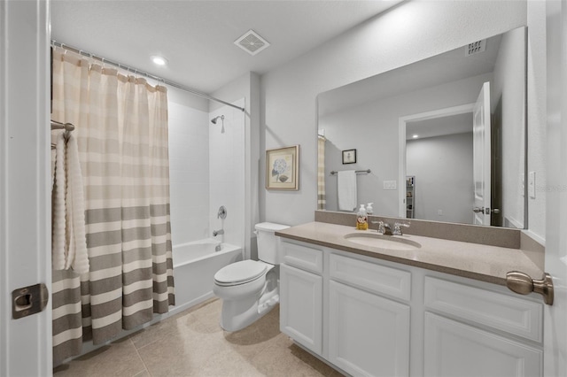 5813 Grand Sonata Ave, Lutz, FL 33558 - full bath featuring vanity, shower / bath combo, and tile patterned floors