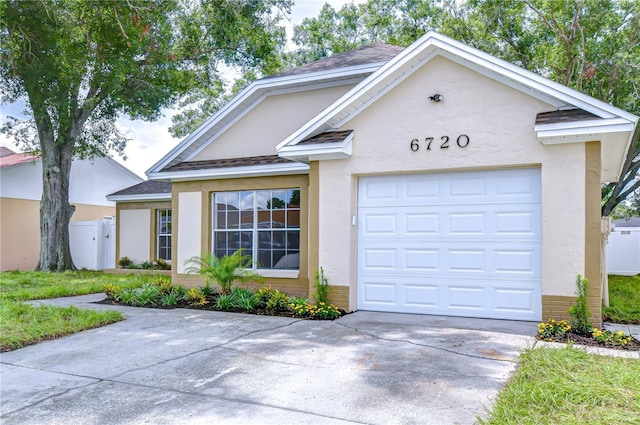 6720 Gilda Dr, Tampa, FL 33625 - view of front of property with driveway, stucco siding, a shingled roof, and brick siding
