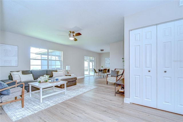 6720 Gilda Dr, Tampa, FL 33625 - living area with light wood-type flooring and a ceiling fan