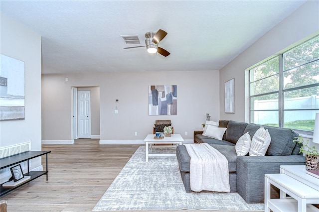 6720 Gilda Dr, Tampa, FL 33625 - living room with light wood-style flooring and a ceiling fan
