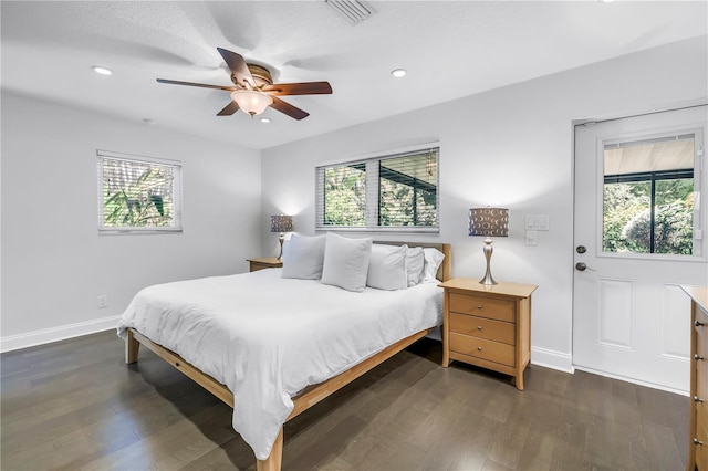 4096 38th St S, Saint Petersburg, FL 33711 - bedroom featuring dark wood finished floors, ceiling fan, and recessed lighting
