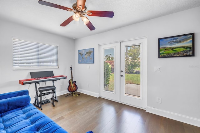 4096 38th St S, Saint Petersburg, FL 33711 - office featuring french doors, wood finished floors, and ceiling fan