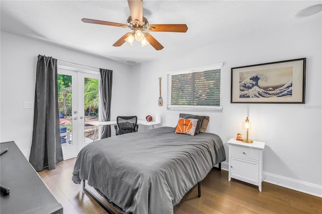 4096 38th St S, Saint Petersburg, FL 33711 - bedroom with access to outside, wood finished floors, french doors, and ceiling fan