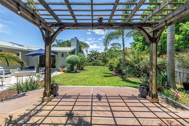 4096 38th St S, Saint Petersburg, FL 33711 - view of patio / terrace with a wooden deck and a pergola