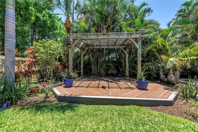 4096 38th St S, Saint Petersburg, FL 33711 - wooden terrace with a pergola and a lawn