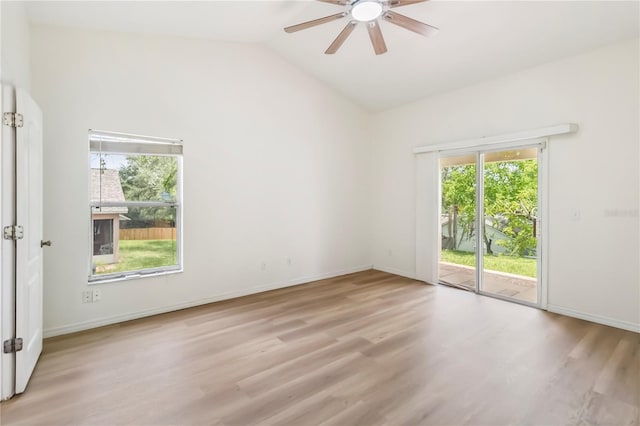 818 Cherry Laurel St, Minneola, FL 34715 - spare room with light wood finished floors, healthy amount of natural light, ceiling fan, and lofted ceiling