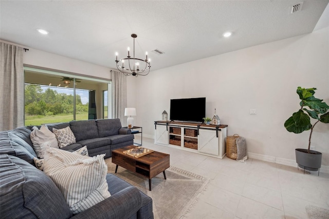 18144 Frame Bnd, Land O Lakes, FL 34638 - living room with a chandelier, light tile patterned floors, and recessed lighting