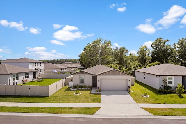 39024 Harlow Rose Dr, Zephyrhills, FL 33540 - view of front of house with an attached garage, a residential view, driveway, and stucco siding