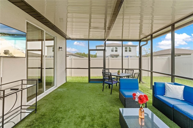 39024 Harlow Rose Dr, Zephyrhills, FL 33540 - sunroom featuring an outdoor hangout area, plenty of natural light, and outdoor dining space