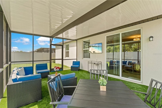 39024 Harlow Rose Dr, Zephyrhills, FL 33540 - sunroom / solarium with an outdoor living space and outdoor dining area