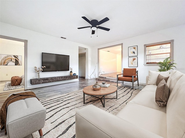 1938 E Fern Rd, Lakeland, FL 33801 - living room with ceiling fan and wood finished floors