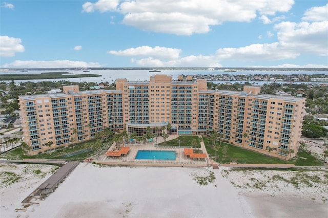 880 Mandalay Ave Unit C513, Clearwater Beach, FL 33767 - drone / aerial view of a nearby body of water and a pool