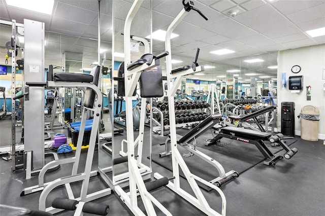 880 Mandalay Ave Unit C513, Clearwater Beach, FL 33767 - gym with a paneled ceiling