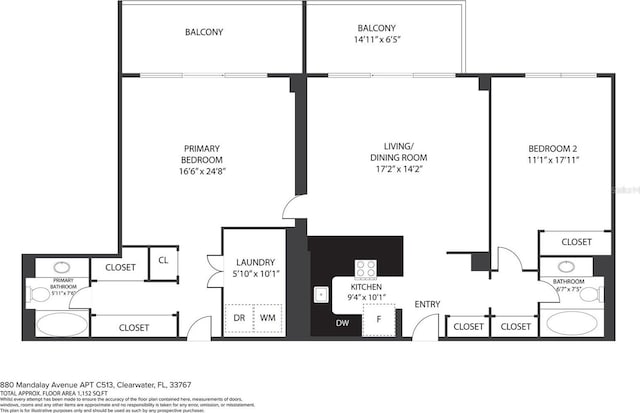 880 Mandalay Ave Unit C513, Clearwater Beach, FL 33767 - view of floor plan / room layout