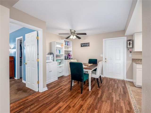 11704 Orange Grove Ter, Riverview, FL 33569 - dining area with wood finished floors and a ceiling fan