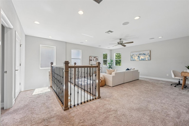 12121 Rustic River Way, Tampa, FL 33635 - hallway featuring carpet flooring, an upstairs landing, and recessed lighting