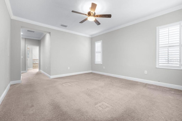 21675 Amelia Rose Way, Land O Lakes, FL 34637 - unfurnished room featuring ceiling fan, ornamental molding, and light carpet