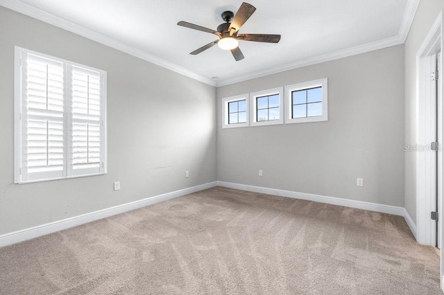 21675 Amelia Rose Way, Land O Lakes, FL 34637 - empty room with a ceiling fan, carpet, and crown molding