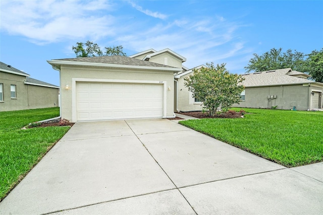 247 Winthrop Dr, Spring Hill, FL 34609 - view of front of home with concrete driveway, a front lawn, and stucco siding