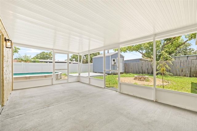 6012 Flora Ter, Apollo Beach, FL 33572 - unfurnished sunroom with a fire pit