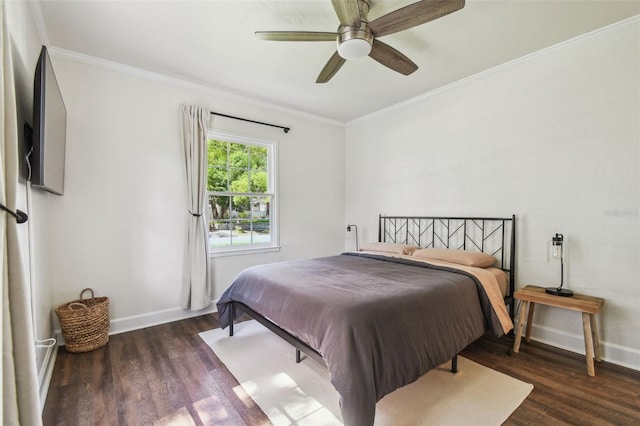 1208 E Crenshaw St, Tampa, FL 33604 - bedroom featuring wood finished floors, crown molding, and ceiling fan