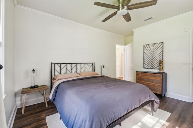 1208 E Crenshaw St, Tampa, FL 33604 - bedroom with wood finished floors, ornamental molding, and a ceiling fan