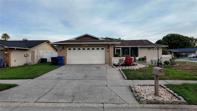 8110 Damara Dr, New Port Richey, FL 34653 - single story home featuring a garage, concrete driveway, a front lawn, and stucco siding