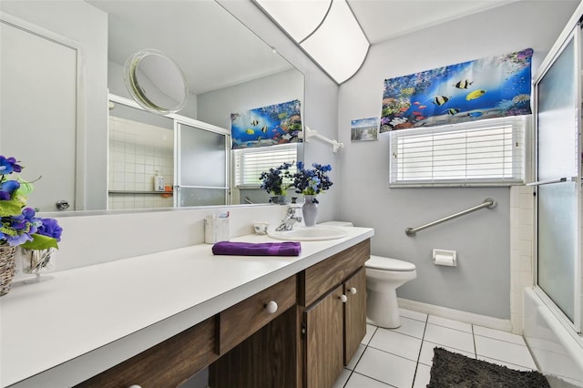 2418 Cardwell Way, Sarasota, FL 34231 - full bathroom featuring vanity, tile patterned flooring, healthy amount of natural light, and shower / bath combination with glass door