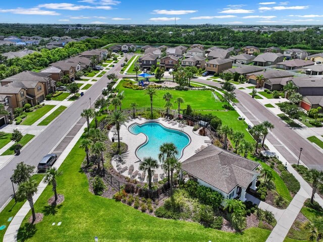 1821 Hawks View Dr, Ruskin, FL 33570 - aerial view of residential area featuring a pool