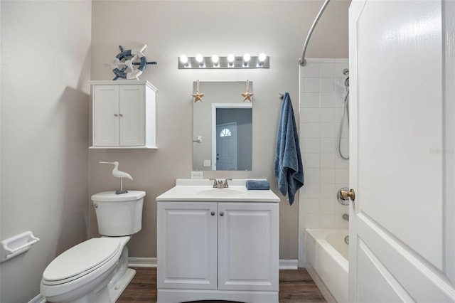 5131 Gato Del Sol Cir, Wesley Chapel, FL 33544 - full bathroom featuring vanity, shower / tub combination, and wood finished floors