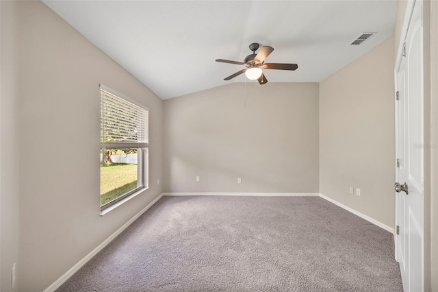 5131 Gato Del Sol Cir, Wesley Chapel, FL 33544 - carpeted spare room featuring a ceiling fan and lofted ceiling