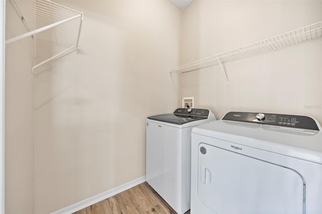 5131 Gato Del Sol Cir, Wesley Chapel, FL 33544 - washroom featuring washer and dryer and light wood-type flooring