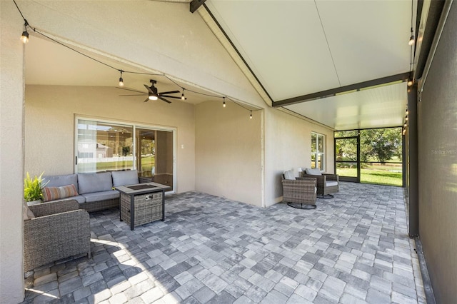 5131 Gato Del Sol Cir, Wesley Chapel, FL 33544 - view of patio / terrace with an outdoor living space and ceiling fan