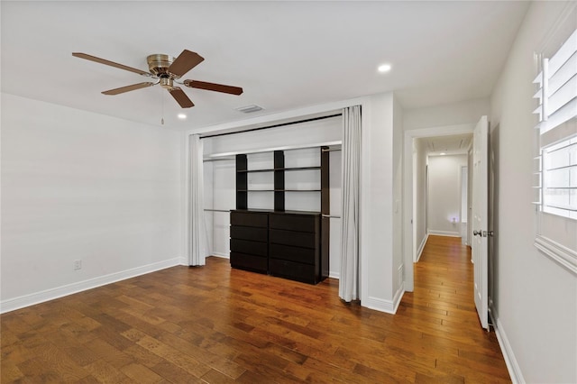 302 Eastleigh Dr, Belleair, FL 33756 - unfurnished bedroom featuring wood finished floors, recessed lighting, and ceiling fan