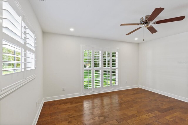302 Eastleigh Dr, Belleair, FL 33756 - unfurnished room with healthy amount of natural light, hardwood / wood-style flooring, a ceiling fan, and recessed lighting
