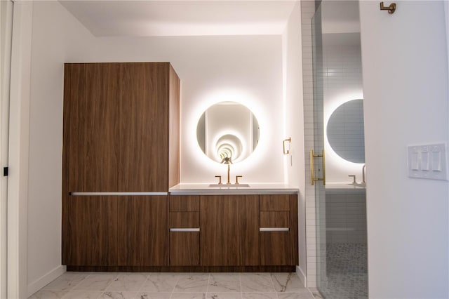 777 3rd Ave N Unit 1704, Saint Petersburg, FL 33701 - full bath featuring vanity, marble look tiles, and a shower