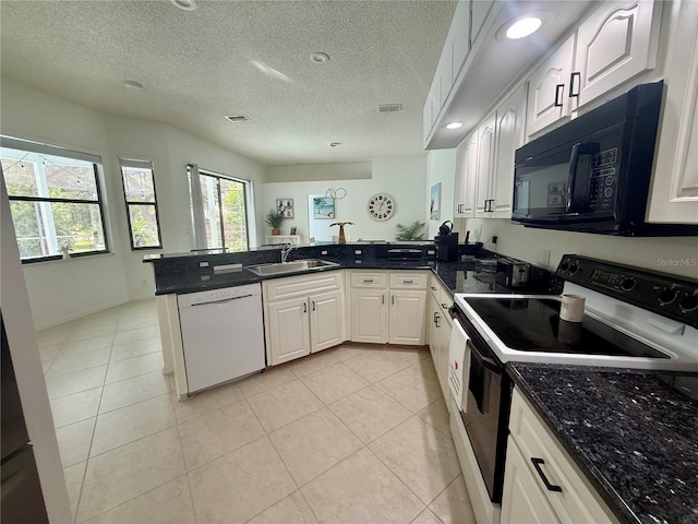 199 N Crystal Meadow Path, Lecanto, FL 34461 - kitchen featuring electric stove, white dishwasher, black microwave, a peninsula, and white cabinets