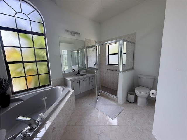 199 N Crystal Meadow Path, Lecanto, FL 34461 - full bath with vanity, a garden tub, a stall shower, and marble look tile flooring