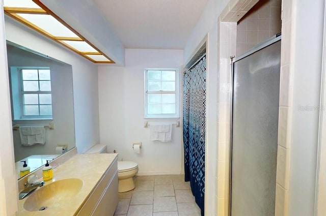 6605 Foxmoor Dr, Zephyrhills, FL 33542 - full bathroom featuring a stall shower, vanity, and tile patterned floors