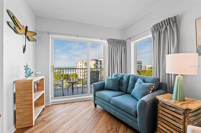 12000 Gulf Blvd Unit 506N, Treasure Island, FL 33706 - living room featuring wood finished floors and baseboards