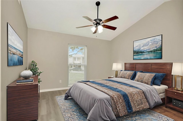 1621 Crossridge Dr, Brandon, FL 33510 - bedroom with vaulted ceiling, wood finished floors, and ceiling fan