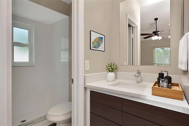 1621 Crossridge Dr, Brandon, FL 33510 - bathroom with vanity, healthy amount of natural light, ceiling fan, and a shower