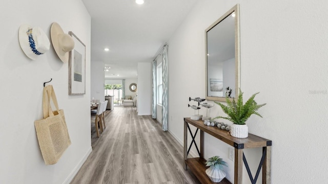 4338 Sand Dollar Way, Zephyrhills, FL 33541 - hall featuring recessed lighting and wood finished floors