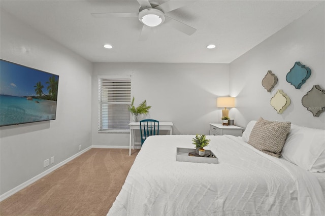 17311 Carriage Way, Odessa, FL 33556 - carpeted bedroom featuring a ceiling fan and recessed lighting