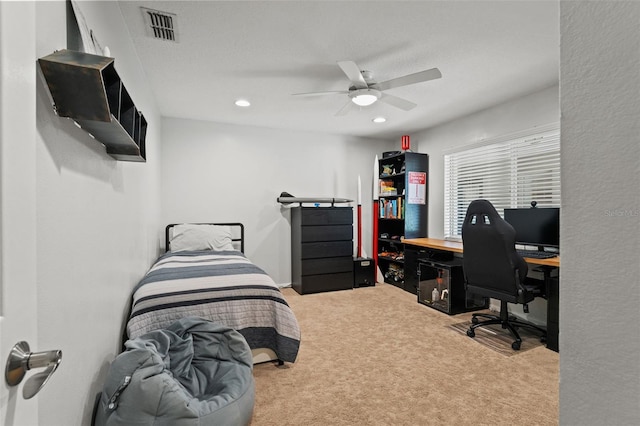 17311 Carriage Way, Odessa, FL 33556 - carpeted bedroom featuring an office area, recessed lighting, and ceiling fan