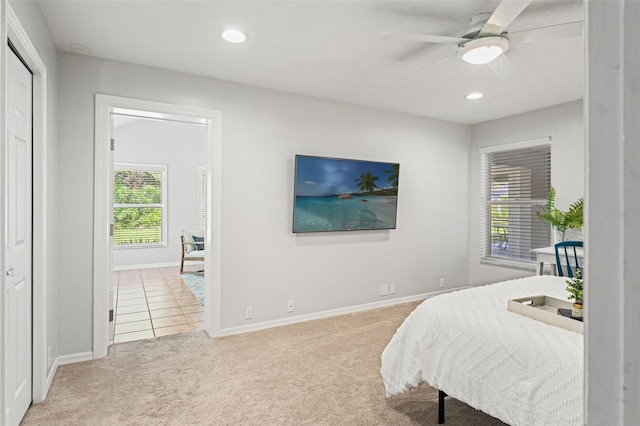 17311 Carriage Way, Odessa, FL 33556 - bedroom featuring carpet, recessed lighting, and ceiling fan